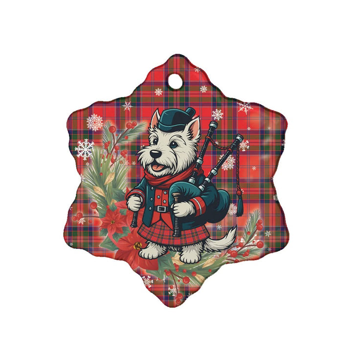 Scottish MacGillivray Modern Clan Tartan Ceramic Ornament Cute Scottish Terrier Dog Snow Flake Style Tartan Plaid