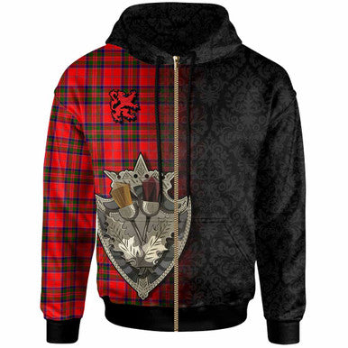 Scottish MacGillivray Modern Clan Tartan Hoodie - Half Thistle Flowers Celtic Design Zip-up Tartan Plaid