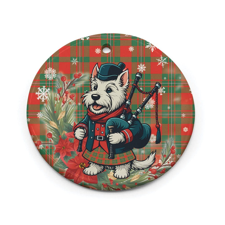 Scottish MacGregor Ancient Clan Tartan Ceramic Ornament Cute Scottish Terrier Dog Circle Style Tartan Plaid