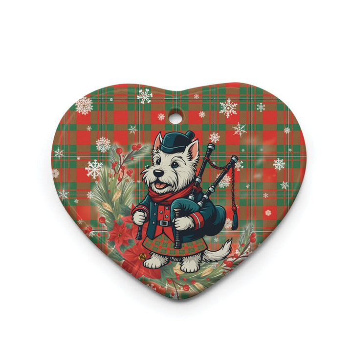 Scottish MacGregor Ancient Clan Tartan Ceramic Ornament Cute Scottish Terrier Dog Heart Style Tartan Plaid