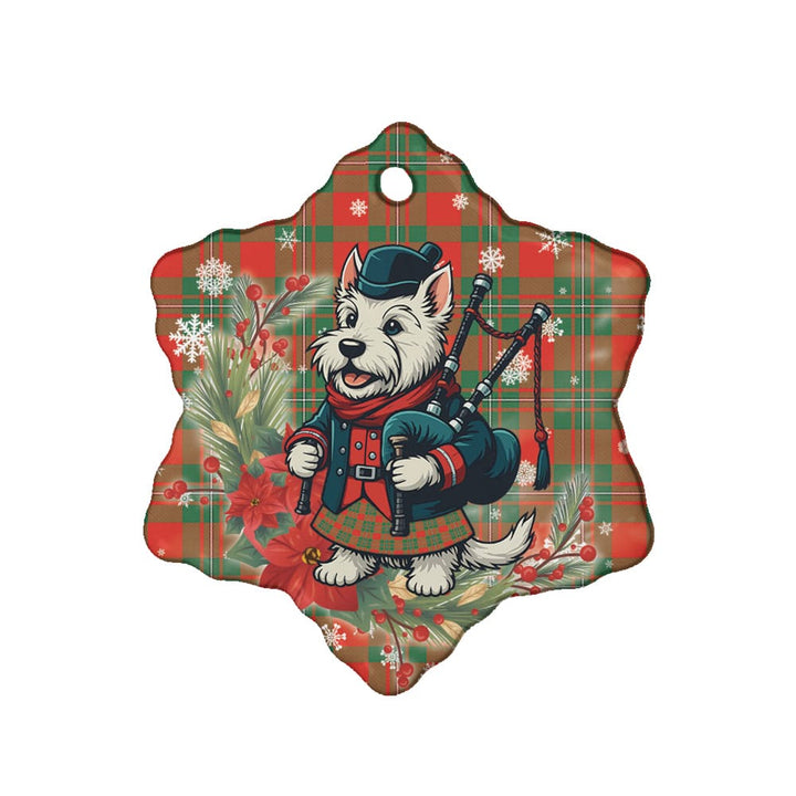 Scottish MacGregor Ancient Clan Tartan Ceramic Ornament Cute Scottish Terrier Dog Snow Flake Style Tartan Plaid