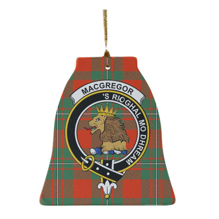 Scottish MacGregor Clan Crest Tartan Ceramic Ornament Bell Shape Tartan Plaid