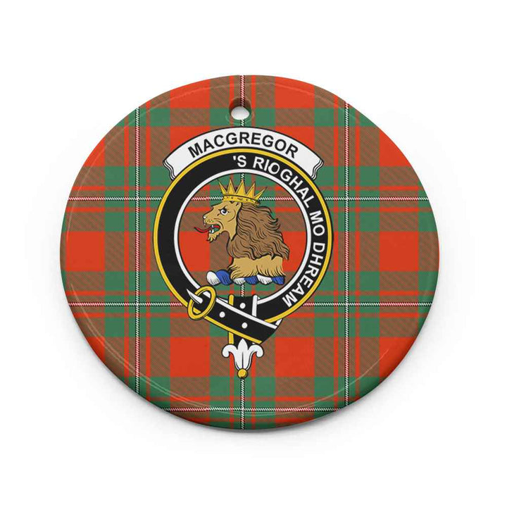 Scottish MacGregor Clan Crest Tartan Ceramic Ornament Circle Shape Tartan Plaid