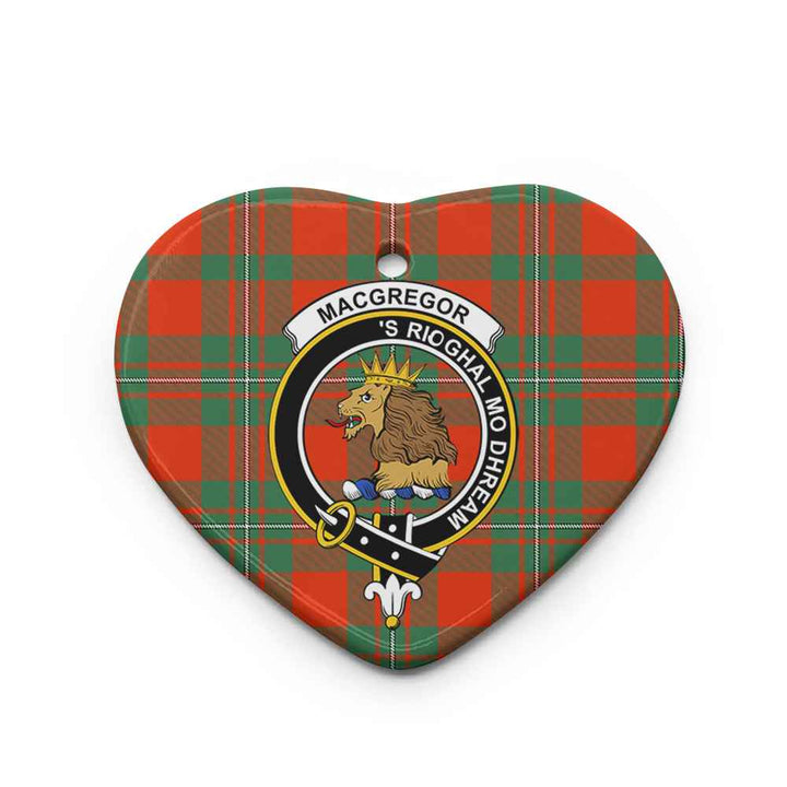 Scottish MacGregor Clan Crest Tartan Ceramic Ornament Heart Shape Tartan Plaid