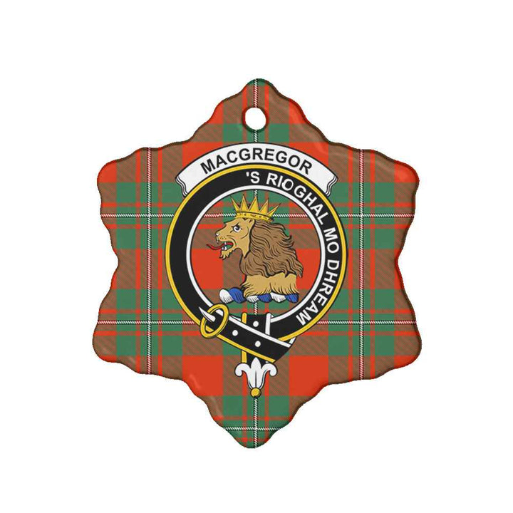 Scottish MacGregor Clan Crest Tartan Ceramic Ornament Snow Flake Shape Tartan Plaid