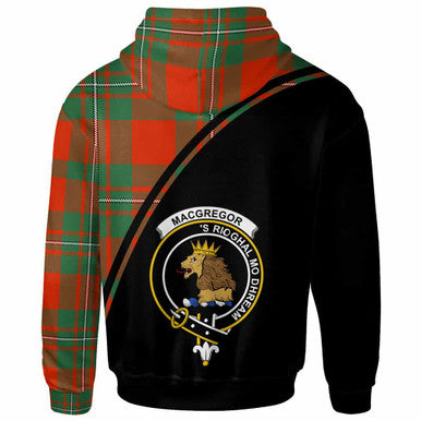 Scottish MacGregor Clan Crest Tartan Curve Hoodie Back Side Tartan Plaid
