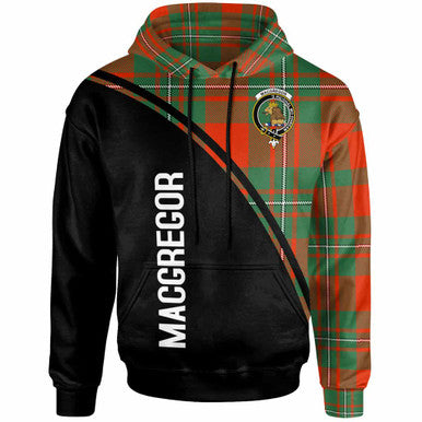 Scottish MacGregor Clan Crest Tartan Curve Hoodie Front Side Tartan Plaid