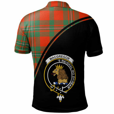 Scottish MacGregor Clan Crest Tartan Curve Polo Shirt Back Side Tartan Plaid