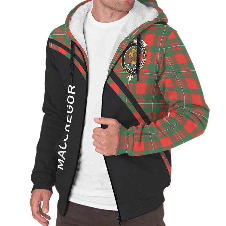 Scottish MacGregor Clan Crest Tartan Curve Sherpa Hoodie