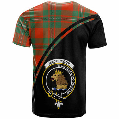 Scottish MacGregor Clan Crest Tartan Curve T-Shirt Back Side Tartan Plaid