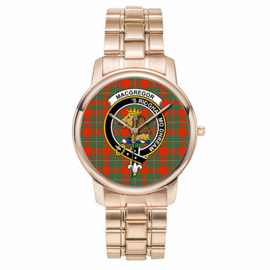 Scottish MacGregor Clan Crest Tartan Folding Clasp Steel Quartz Watches Tartan Plaid Rose Gold 1