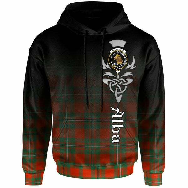 Scottish MacGregor Clan Crest Tartan Hoodie - Alba Gu Brath Family Crest Celtic Inspired Front Side Tartan Plaid