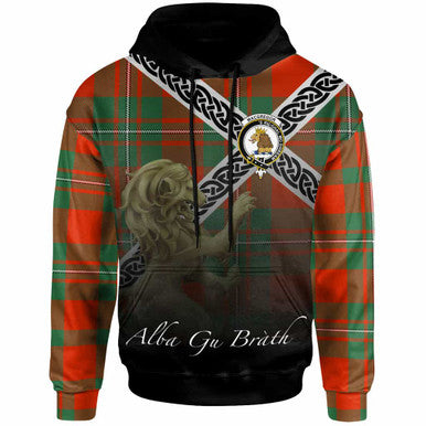 Scottish MacGregor Clan Crest Tartan Hoodie - Scotland Lion Front Side Tartan Plaid