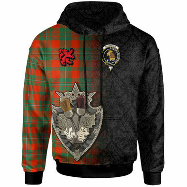 Scottish MacGregor Clan Crest Tartan Hoodie - Half Thistle Flowers Celtic Design Front Side Tartan Plaid