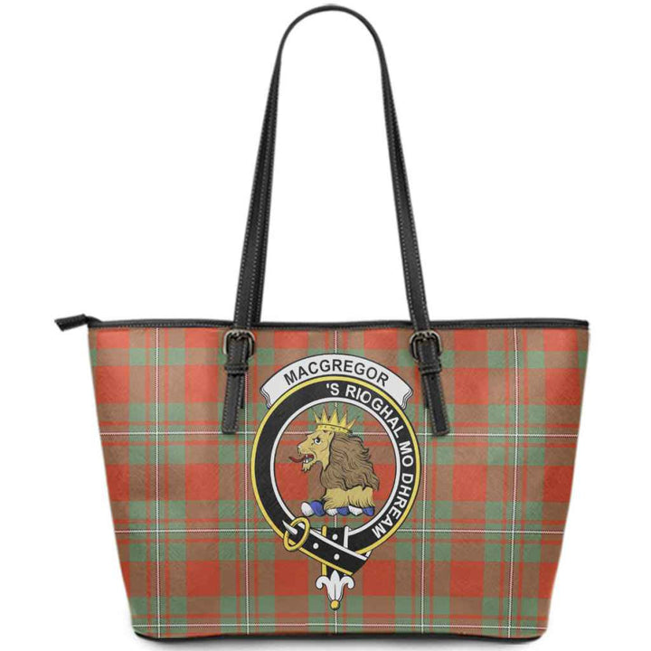 Scottish MacGregor Clan Crest Tartan Leather Tote Tartan Plaid