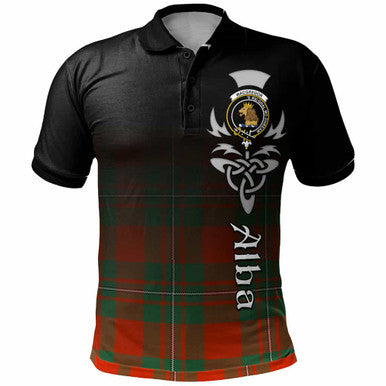 Scottish MacGregor Clan Crest Tartan Polo Shirt - Alba Gu Brath Family Crest Celtic Inspired Front Side Tartan Plaid