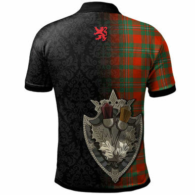 Scottish MacGregor Clan Crest Tartan Polo Shirt - Half Thistle Flowers Celtic Design Back Side Tartan Plaid