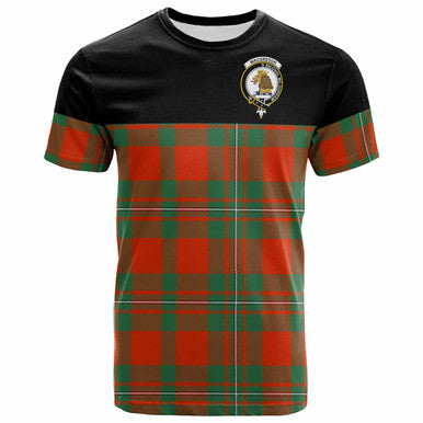 Scottish MacGregor Clan Crest Tartan T-Shirt - Horizontal Style Front Side Tartan Plaid