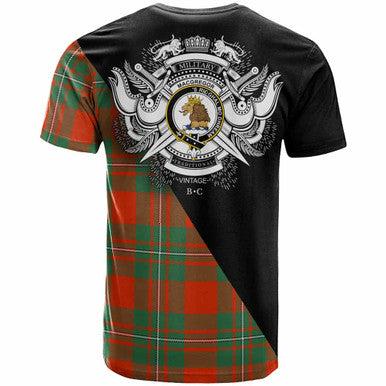 Scottish MacGregor Clan Crest Tartan T-Shirt - Military Logo Back Side Tartan Plaid