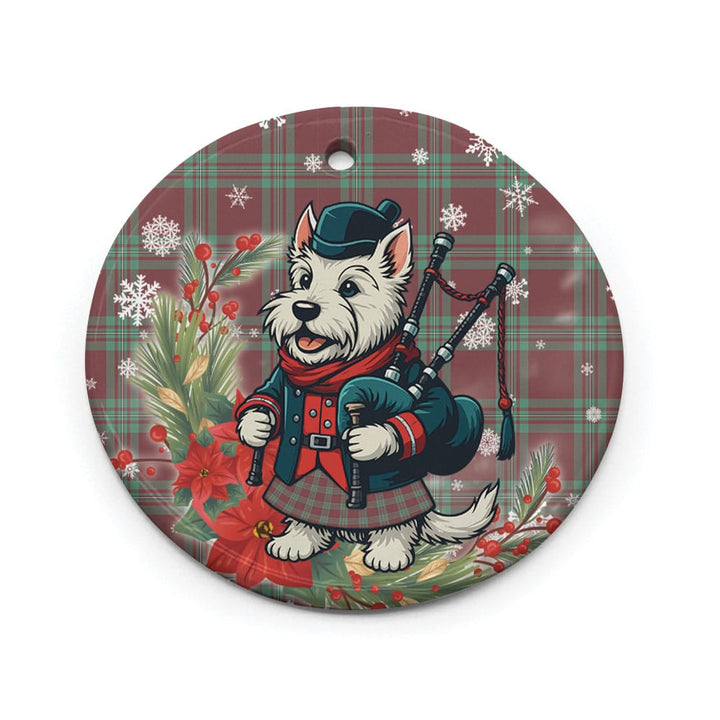 Scottish MacGregor Hunting Ancient Clan Tartan Ceramic Ornament Cute Scottish Terrier Dog Circle Style Tartan Plaid