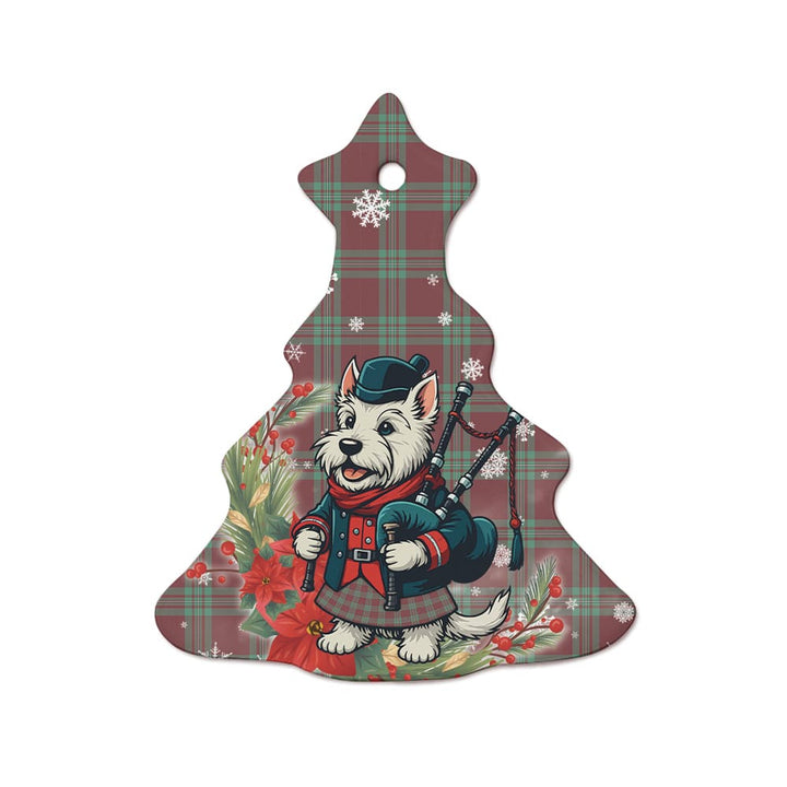 Scottish MacGregor Hunting Ancient Clan Tartan Ceramic Ornament Cute Scottish Terrier Dog Tree Style Tartan Plaid