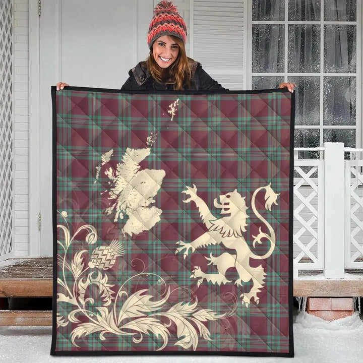 Scottish MacGregor Hunting Ancient Clan Tartan Quilt Rampant Lion with Thistle Tartan Plaid 3
