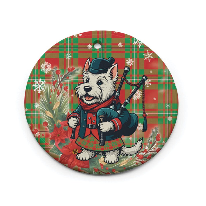 Scottish MacGregor Modern Clan Tartan Ceramic Ornament Cute Scottish Terrier Dog Circle Style Tartan Plaid
