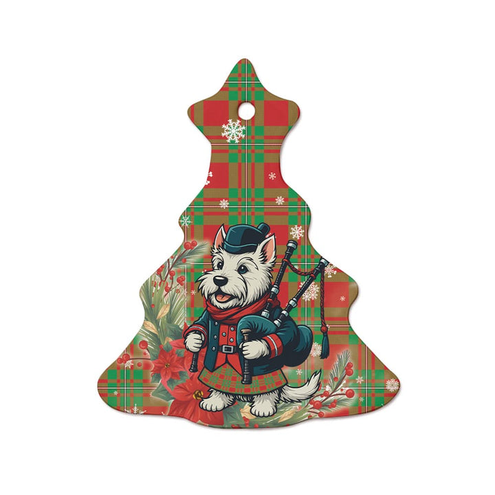 Scottish MacGregor Modern Clan Tartan Ceramic Ornament Cute Scottish Terrier Dog Tree Style Tartan Plaid