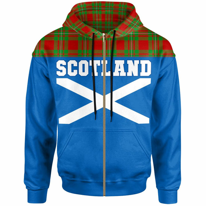 Scottish MacGregor Modern Clan Tartan Hoodie - Lion Rampant of Scotland With Flag Zip-up Tartan Plaid