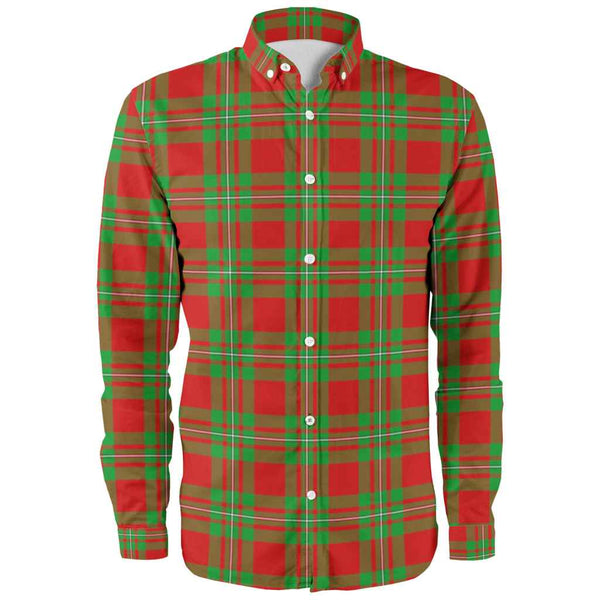 Scottish MacGregor Modern Clan Tartan Long Sleeve Shirt Front Side Tartan Plaid