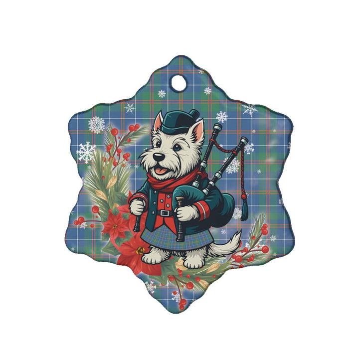 Scottish MacHardy Ancient Clan Tartan Ceramic Ornament Cute Scottish Terrier Dog Snow Flake Style Tartan Plaid