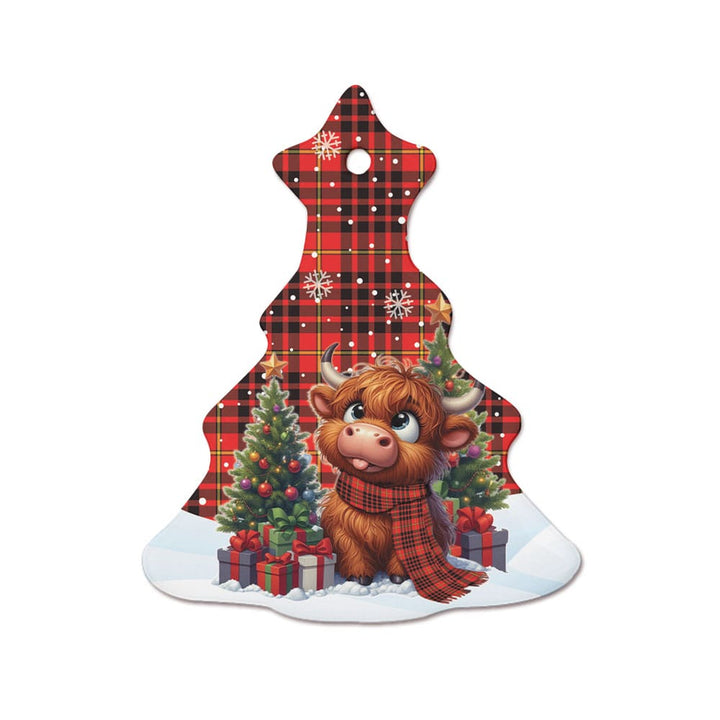 Scottish MacIan Clan Tartan Ceramic Ornament Cute Highland Cow Christmas Tree Style Tartan Plaid