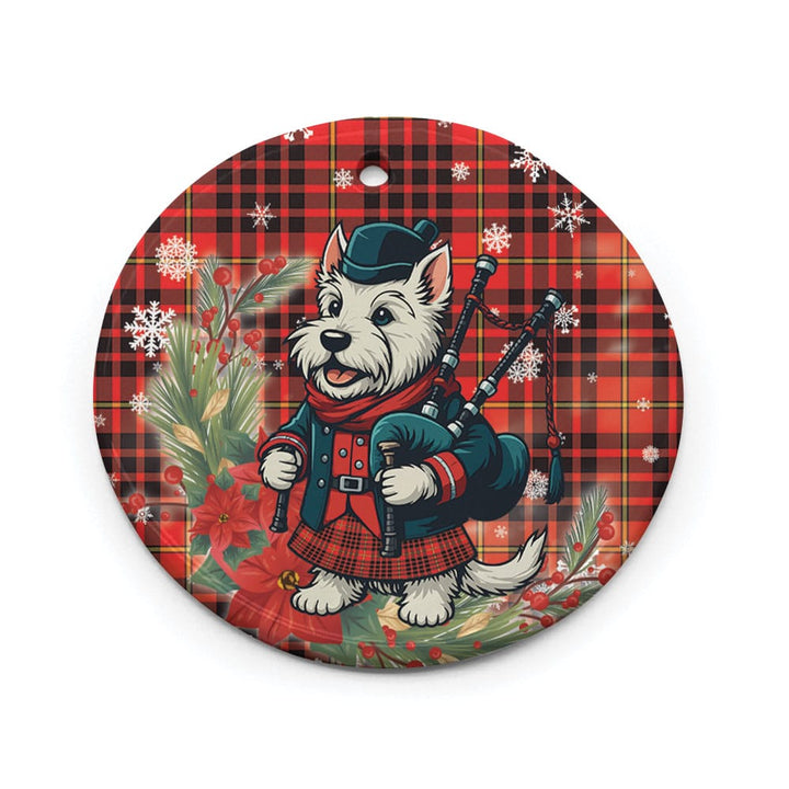 Scottish MacIan Clan Tartan Ceramic Ornament Cute Scottish Terrier Dog Circle Style Tartan Plaid