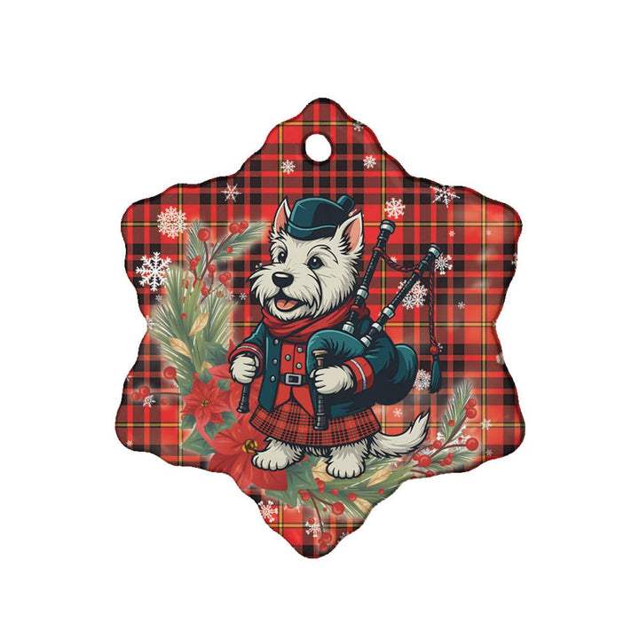 Scottish MacIan Clan Tartan Ceramic Ornament Cute Scottish Terrier Dog Snow Flake Style Tartan Plaid