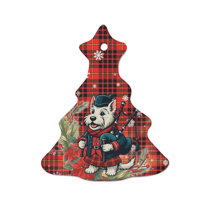 Scottish MacIan Clan Tartan Ceramic Ornament Cute Scottish Terrier Dog Tree Style Tartan Plaid