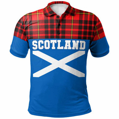 Scottish MacIan Clan Tartan Polo Shirt - Lion Rampant of Scotland With Flag Front Side Tartan Plaid