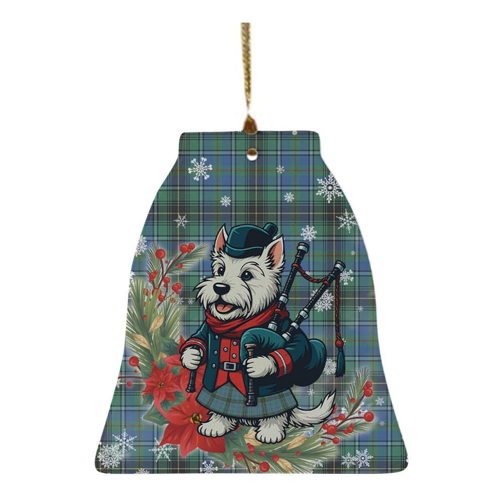 Scottish MacInnes Ancient Clan Tartan Ceramic Ornament Cute Scottish Terrier Dog Bell Style Tartan Plaid