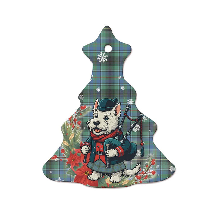Scottish MacInnes Ancient Clan Tartan Ceramic Ornament Cute Scottish Terrier Dog Tree Style Tartan Plaid