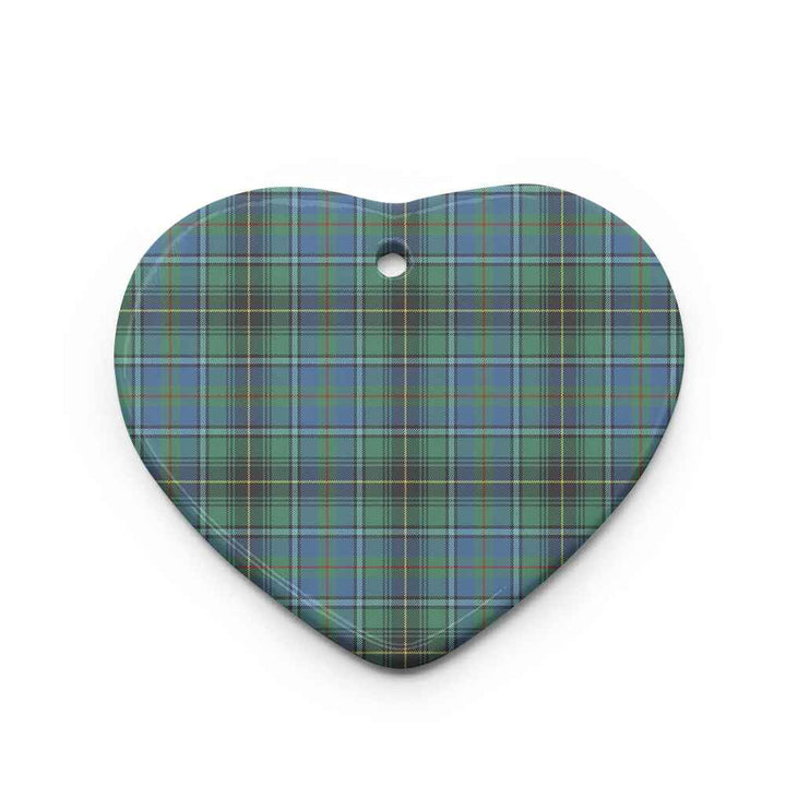 Scottish MacInnes Ancient Clan Tartan Ceramic Ornament Heart Shape Tartan Plaid