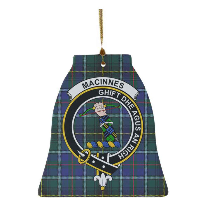 Scottish MacInnes Clan Crest Tartan Ceramic Ornament Bell Shape Tartan Plaid