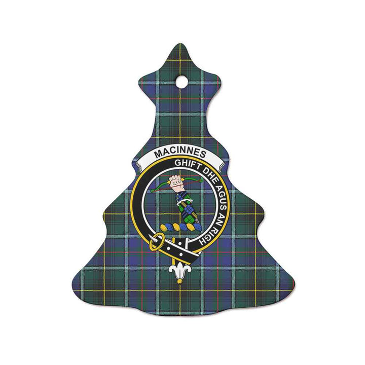Scottish MacInnes Clan Crest Tartan Ceramic Ornament Tree Shape Tartan Plaid