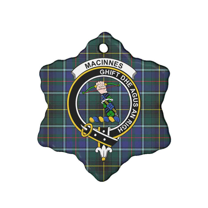 Scottish MacInnes Clan Crest Tartan Ceramic Ornament Snow Flake Shape Tartan Plaid