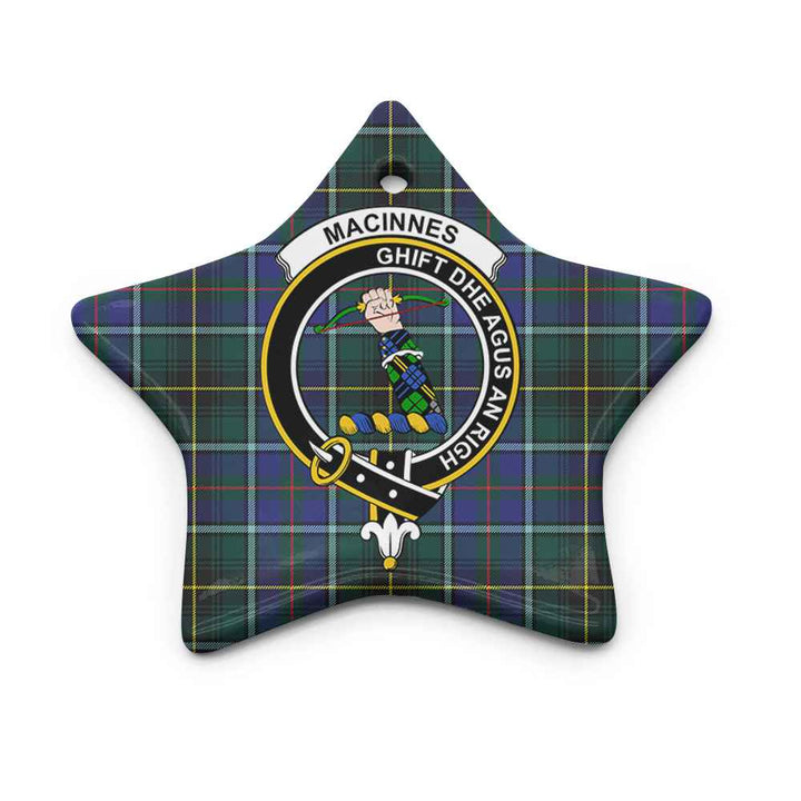Scottish MacInnes Clan Crest Tartan Ceramic Ornament Star Shape Tartan Plaid