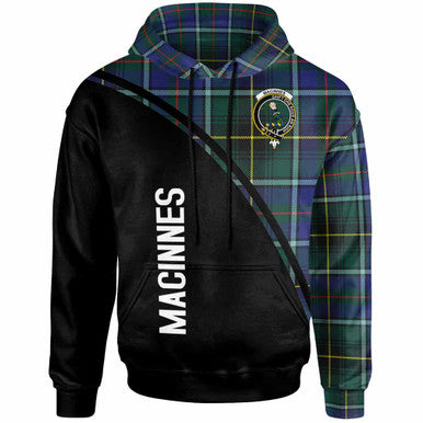 Scottish MacInnes Clan Crest Tartan Curve Hoodie Front Side Tartan Plaid