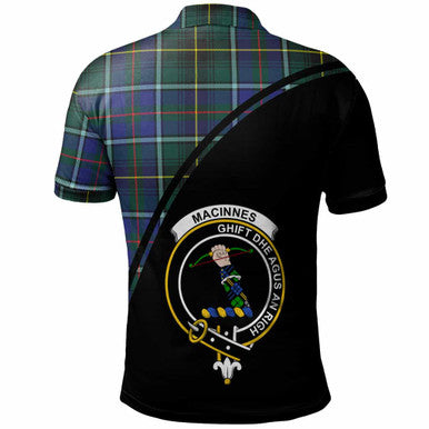 Scottish MacInnes Clan Crest Tartan Curve Polo Shirt Back Side Tartan Plaid