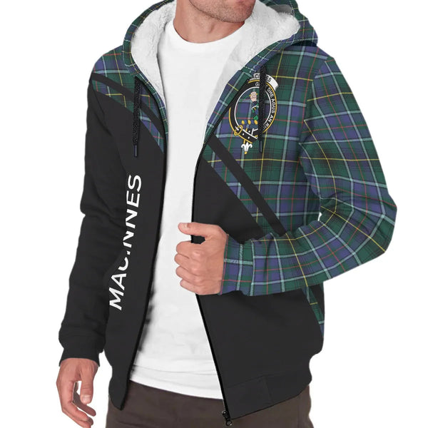 Scottish MacInnes Clan Crest Tartan Curve Sherpa Hoodie