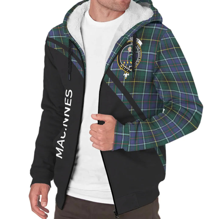 Scottish MacInnes Clan Crest Tartan Curve Sherpa Hoodie