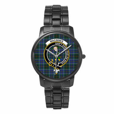 Scottish MacInnes Clan Crest Tartan Folding Clasp Steel Quartz Watches Tartan Plaid Black 1