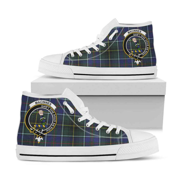 Scottish MacInnes Clan Crest Tartan High Top Shoes White Sole Tartan Plaid