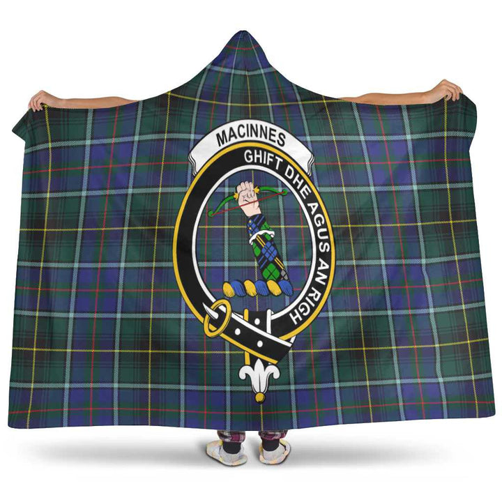 Scottish MacInnes Clan Crest Tartan Hooded Blanket Tartan Plaid 1